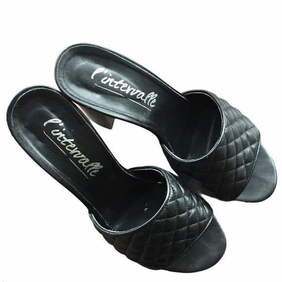 L’intervalle Leather Mule Shoes Sandals Heels Shoes Black 39 - Picture 2 of 10